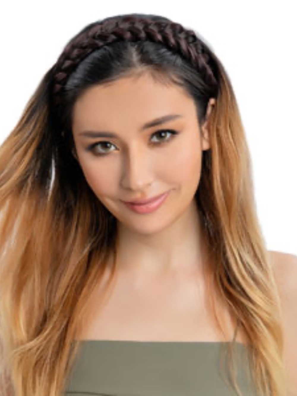 Synthetic Hair Braided Headband, Brunette